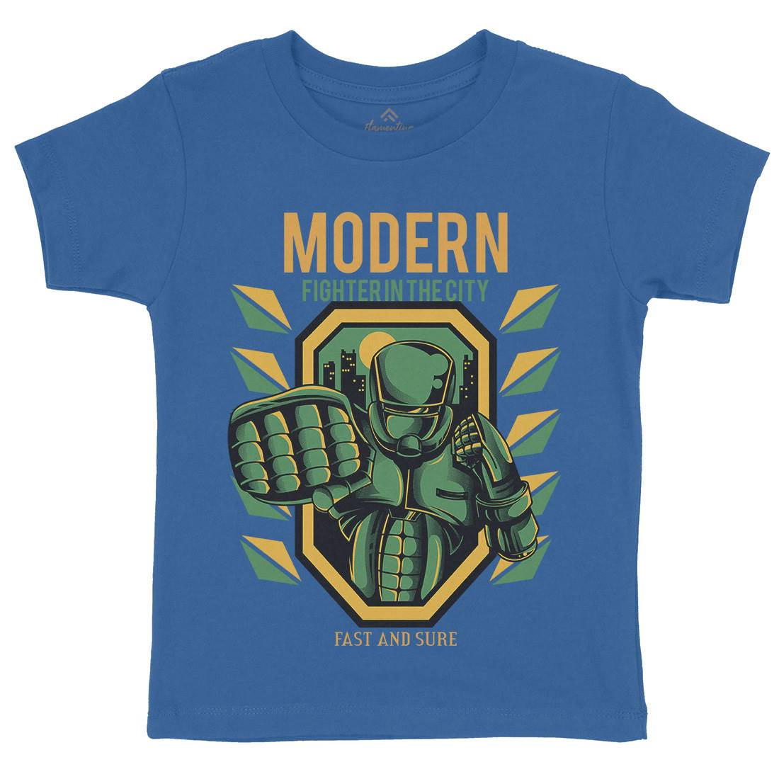 Modern Fighter Kids Crew Neck T-Shirt Army D656