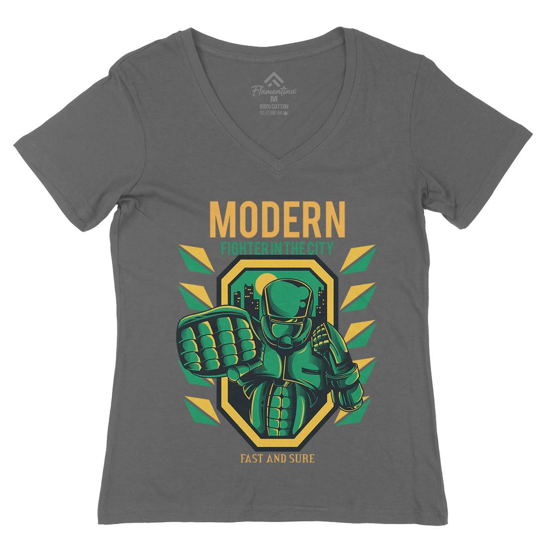 Modern Fighter Womens Organic V-Neck T-Shirt Army D656