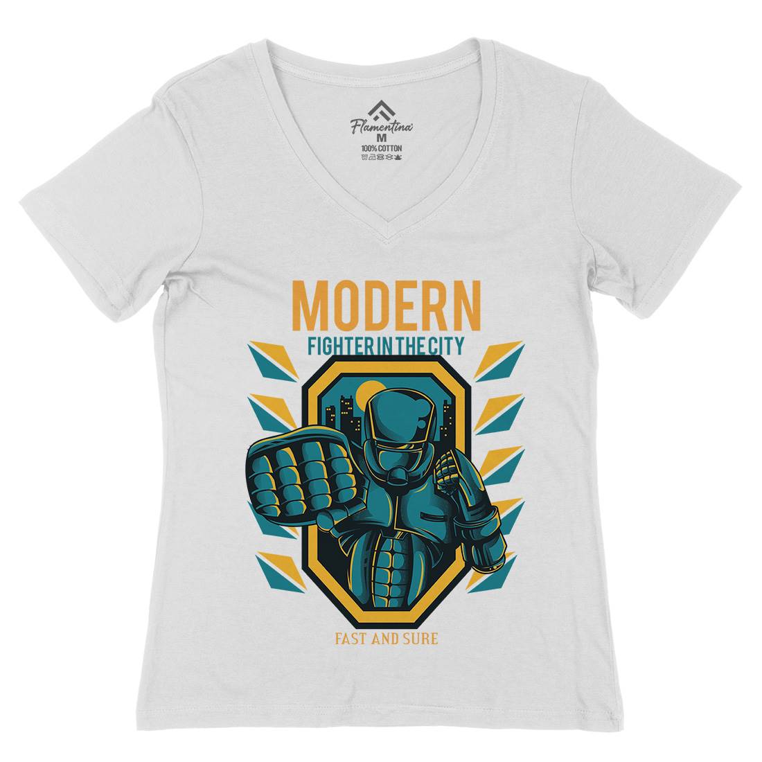 Modern Fighter Womens Organic V-Neck T-Shirt Army D656