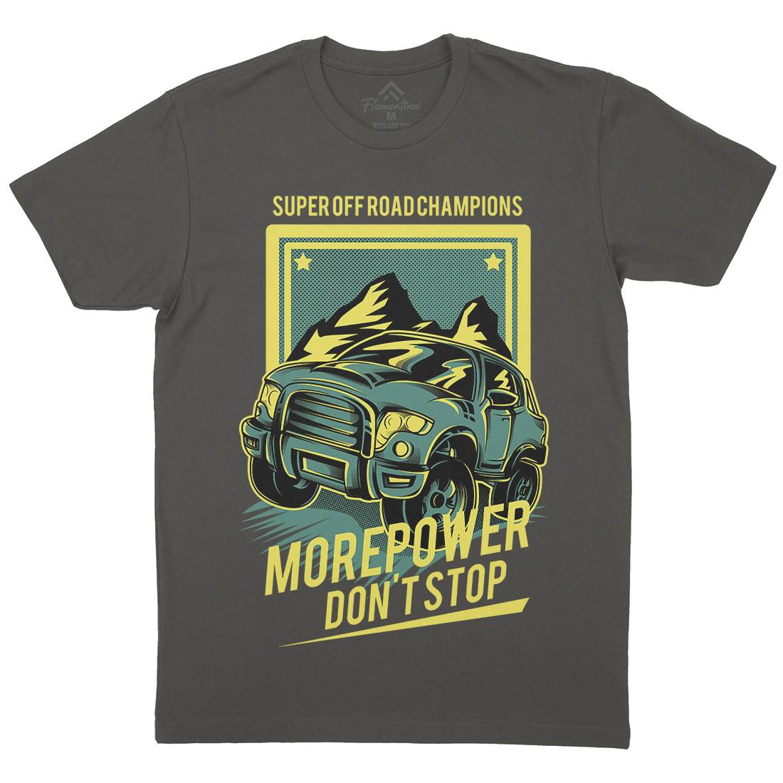 More Power Mens Organic Crew Neck T-Shirt Cars D657