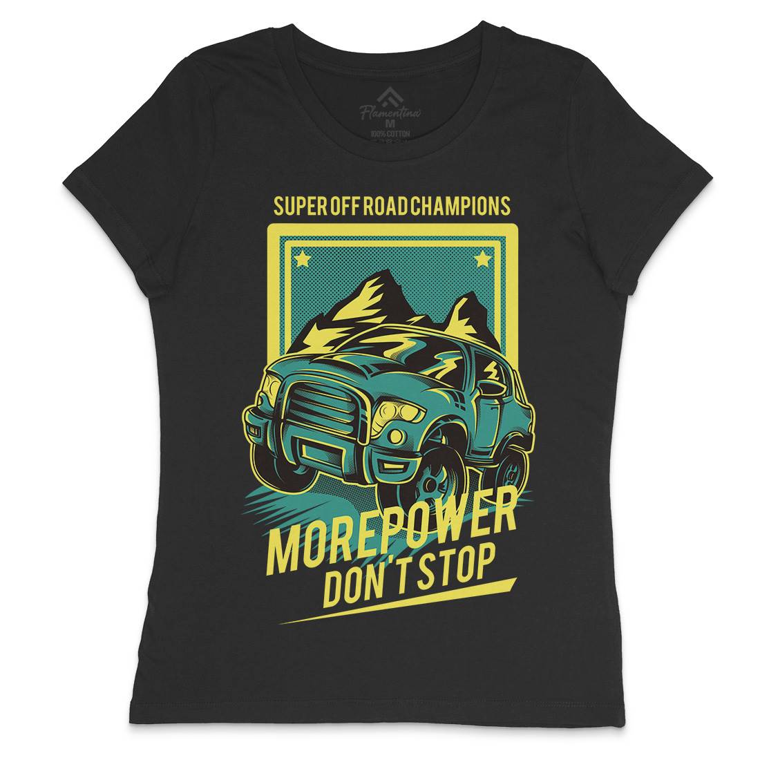 More Power Womens Crew Neck T-Shirt Cars D657