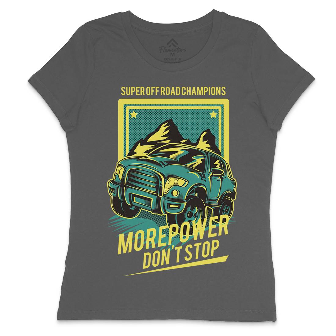 More Power Womens Crew Neck T-Shirt Cars D657