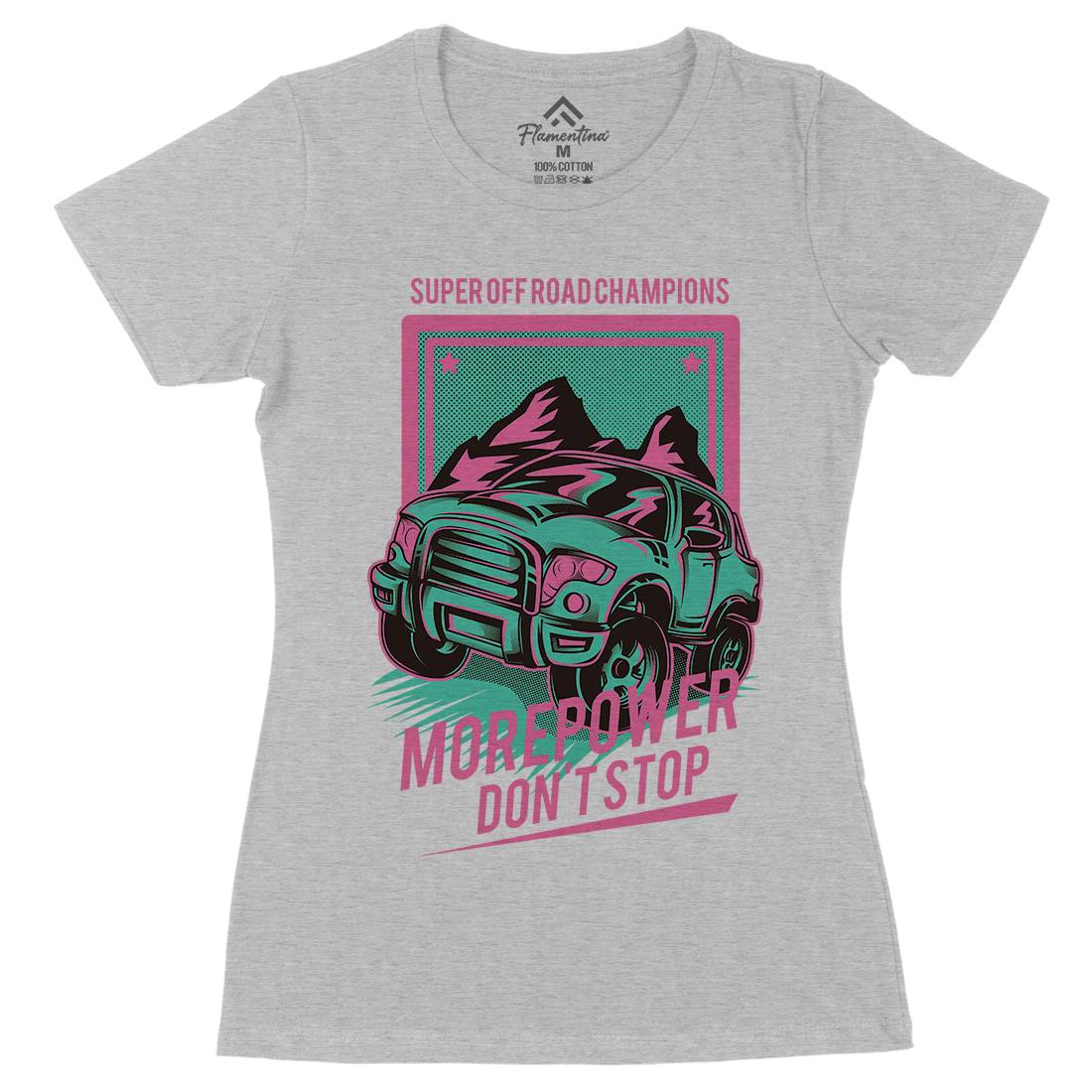 More Power Womens Organic Crew Neck T-Shirt Cars D657