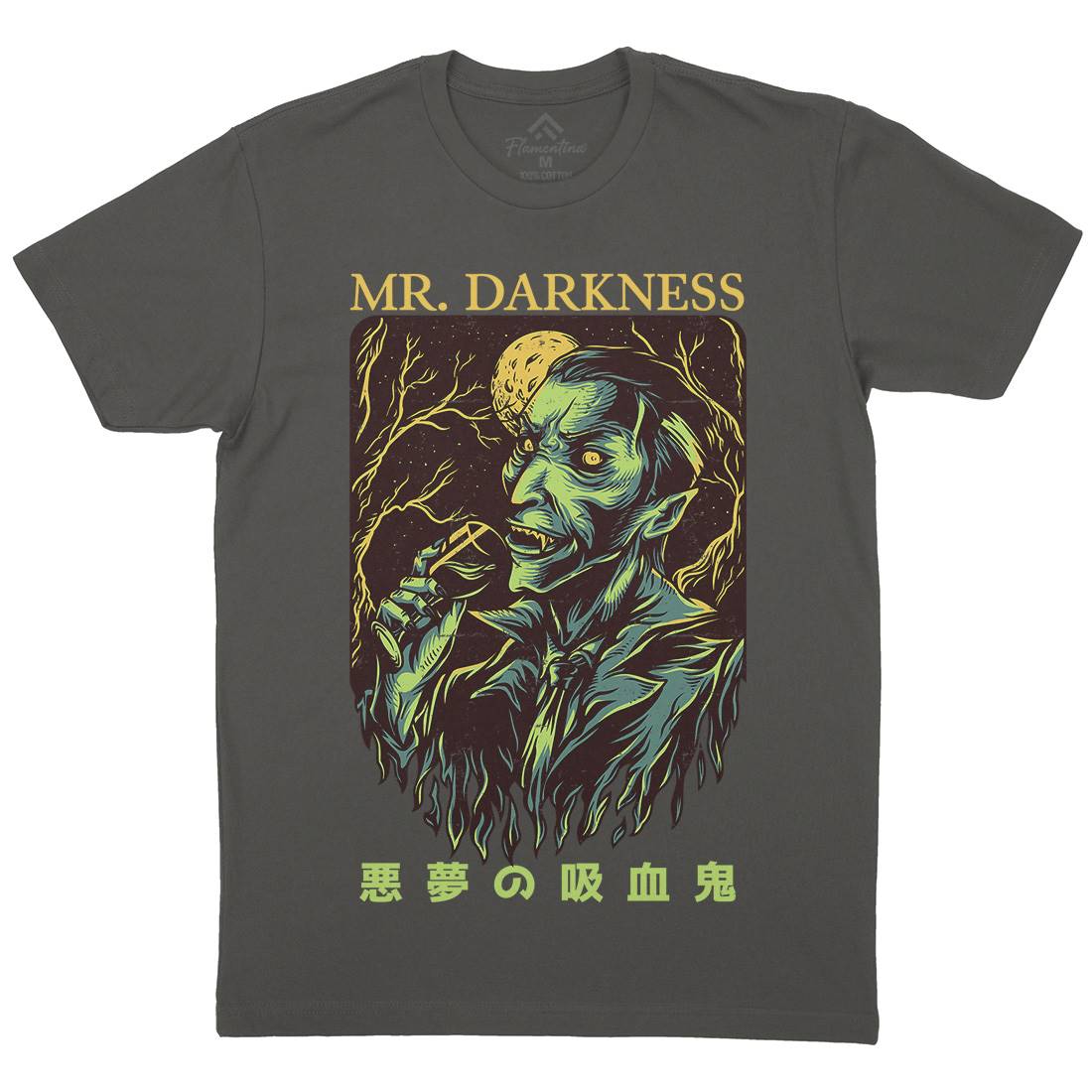 Darkness Mens Organic Crew Neck T-Shirt Horror D658