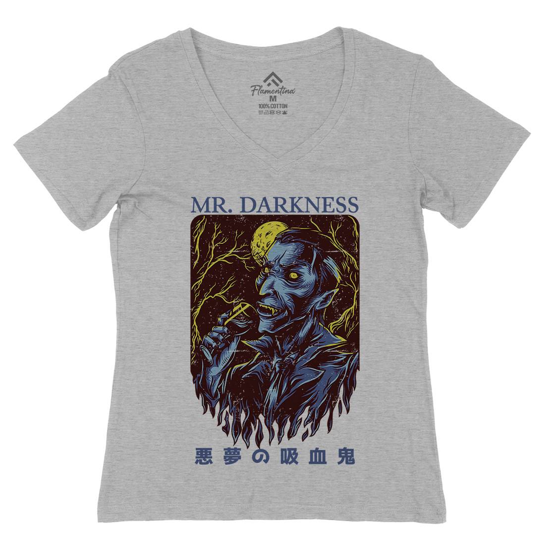 Darkness Womens Organic V-Neck T-Shirt Horror D658