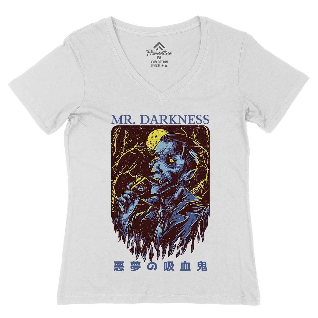 Darkness Womens Organic V-Neck T-Shirt Horror D658