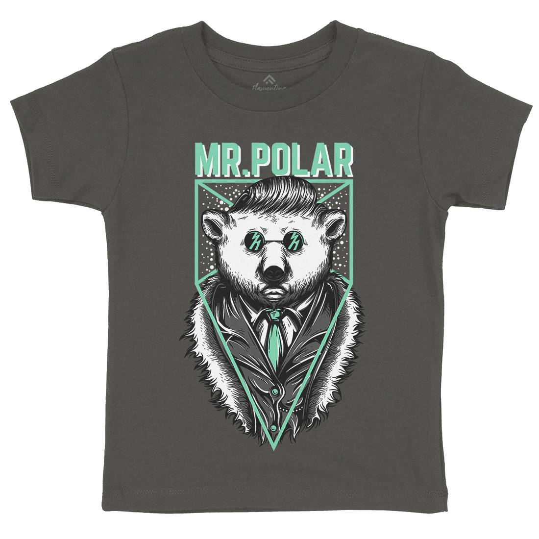 Polar Bear Kids Organic Crew Neck T-Shirt Animals D659