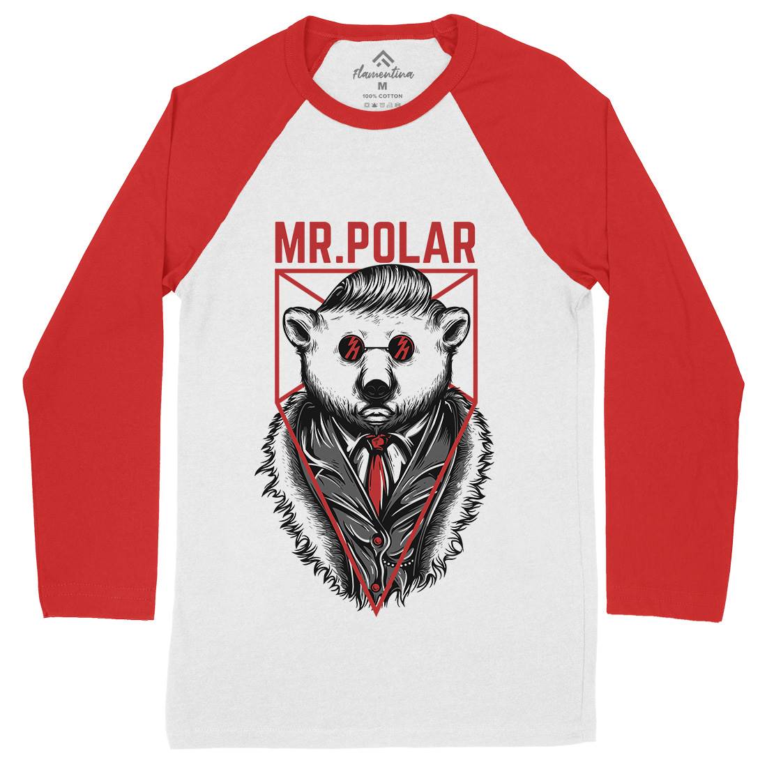 Polar Bear Mens Long Sleeve Baseball T-Shirt Animals D659