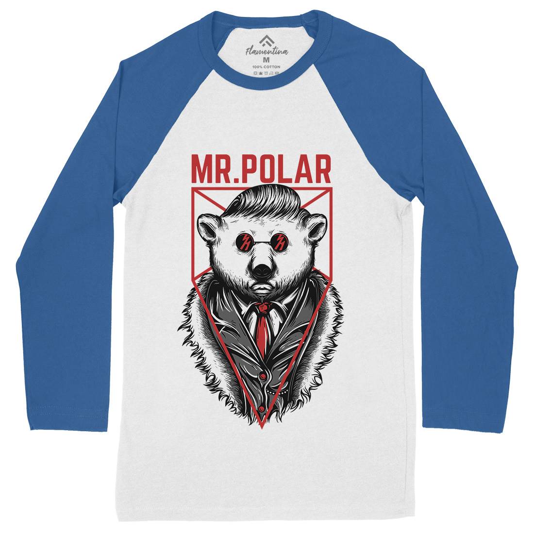 Polar Bear Mens Long Sleeve Baseball T-Shirt Animals D659