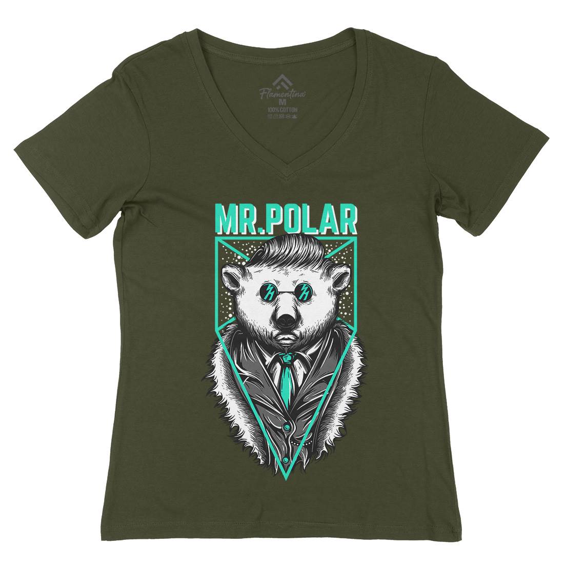 Polar Bear Womens Organic V-Neck T-Shirt Animals D659