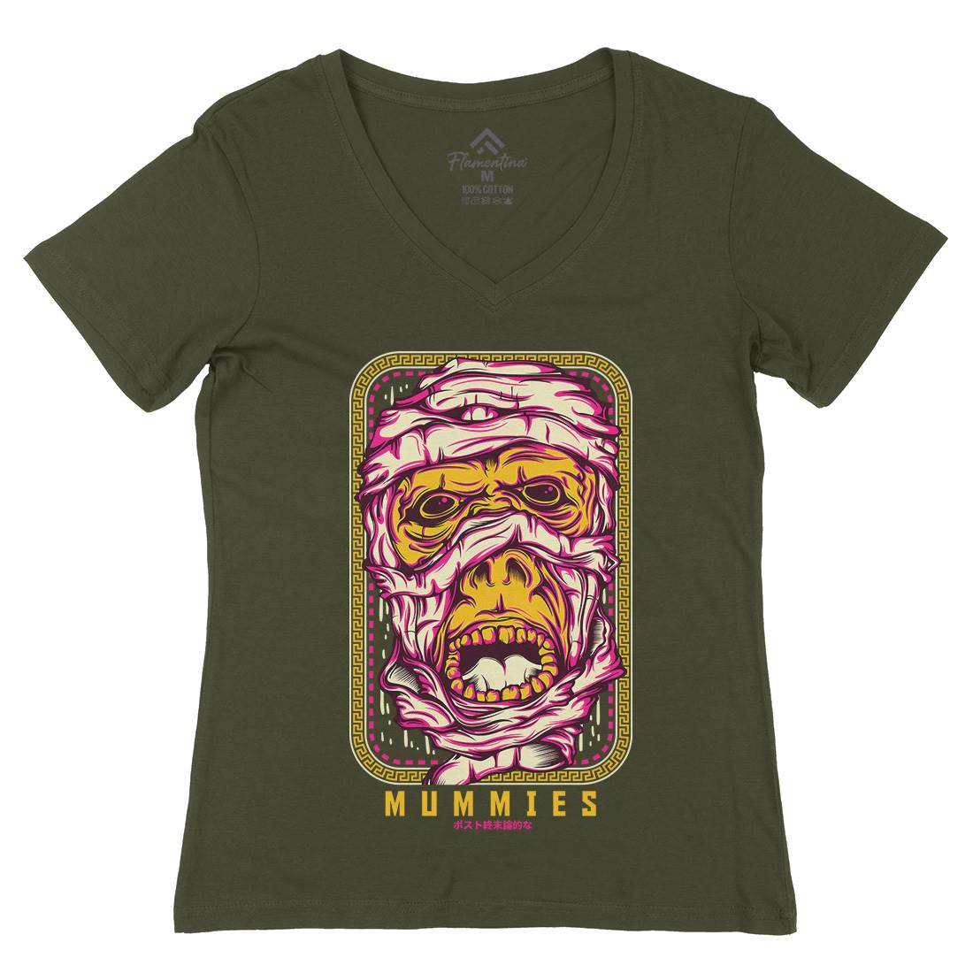 Mummies Womens Organic V-Neck T-Shirt Horror D661