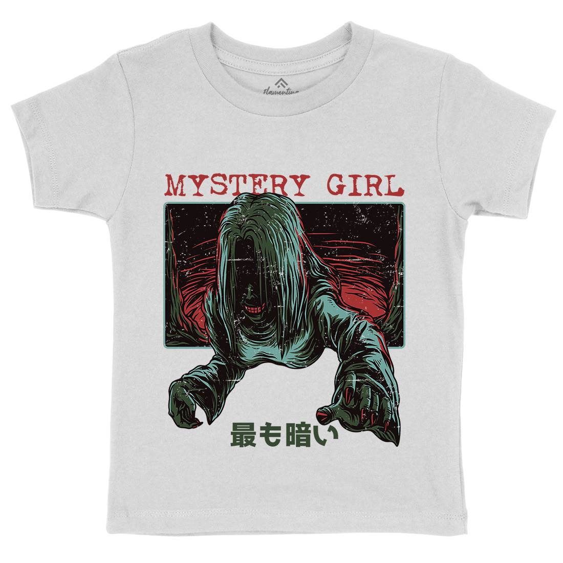 Mystery Girl Kids Crew Neck T-Shirt Horror D662