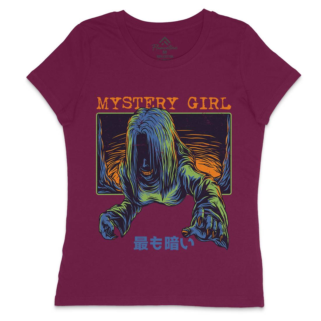 Mystery Girl Womens Crew Neck T-Shirt Horror D662
