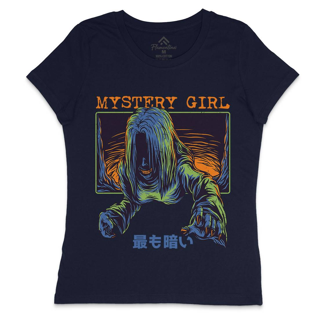 Mystery Girl Womens Crew Neck T-Shirt Horror D662