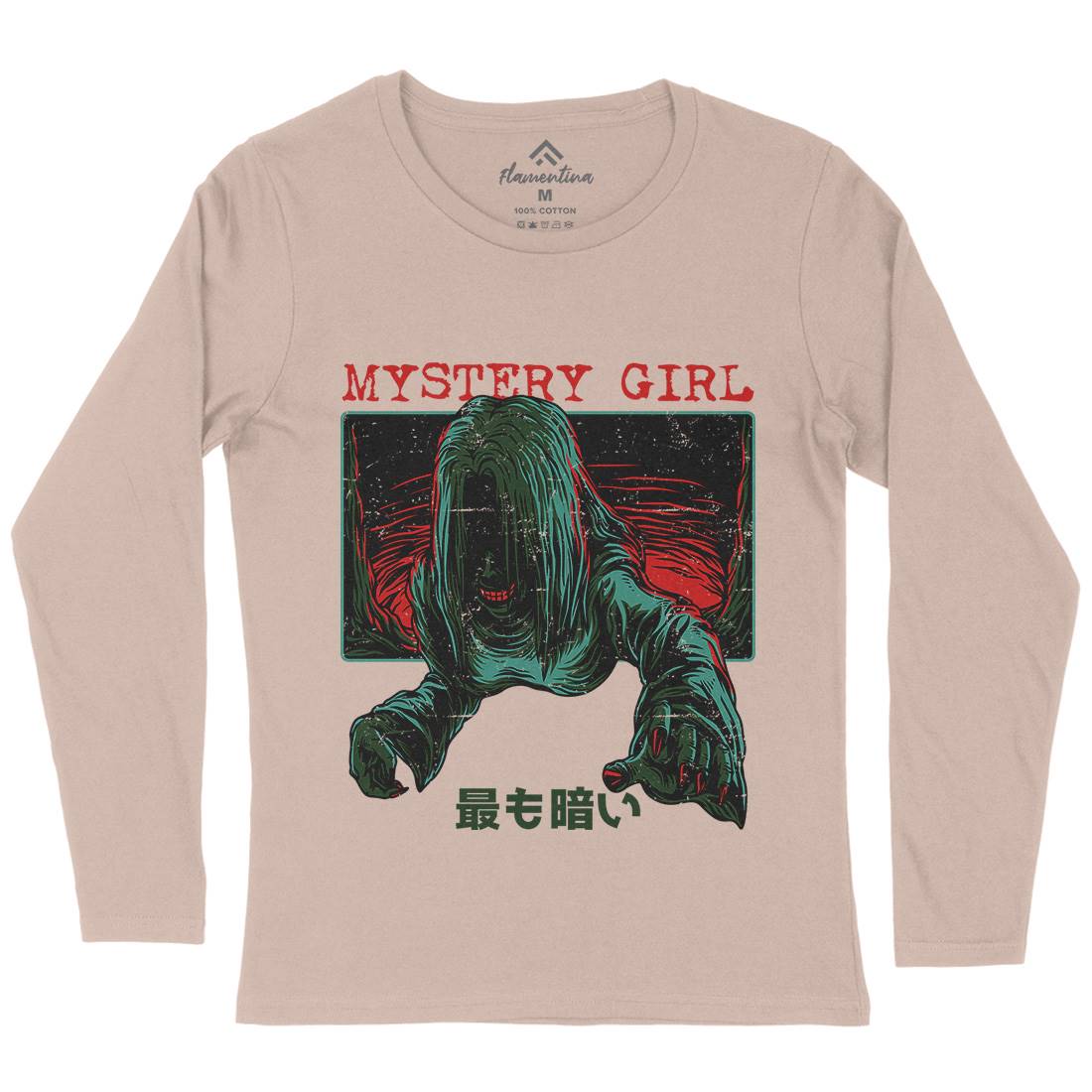 Mystery Girl Womens Long Sleeve T-Shirt Horror D662