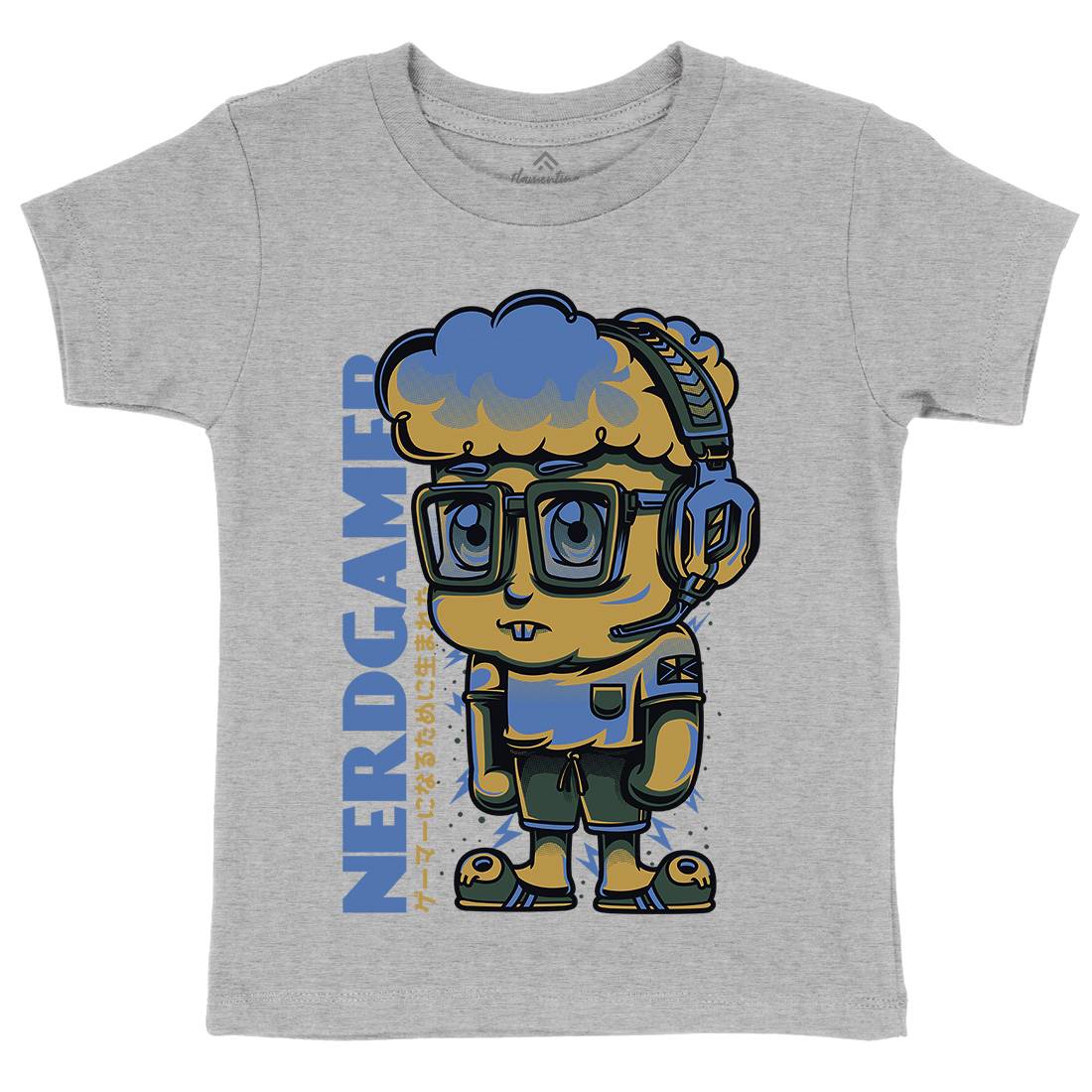 Nerd Gamer Kids Organic Crew Neck T-Shirt Geek D663