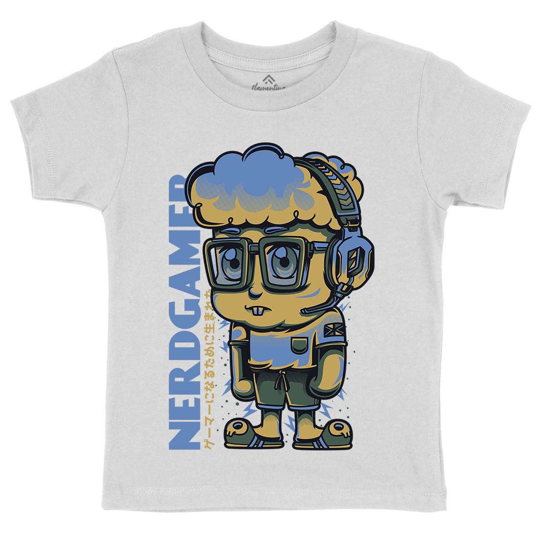 Nerd Gamer Kids Organic Crew Neck T-Shirt Geek D663