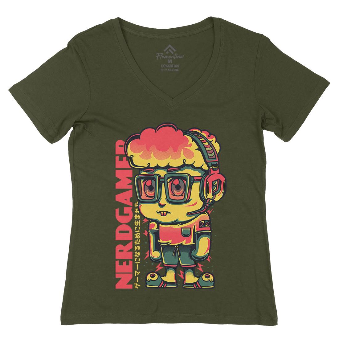 Nerd Gamer Womens Organic V-Neck T-Shirt Geek D663