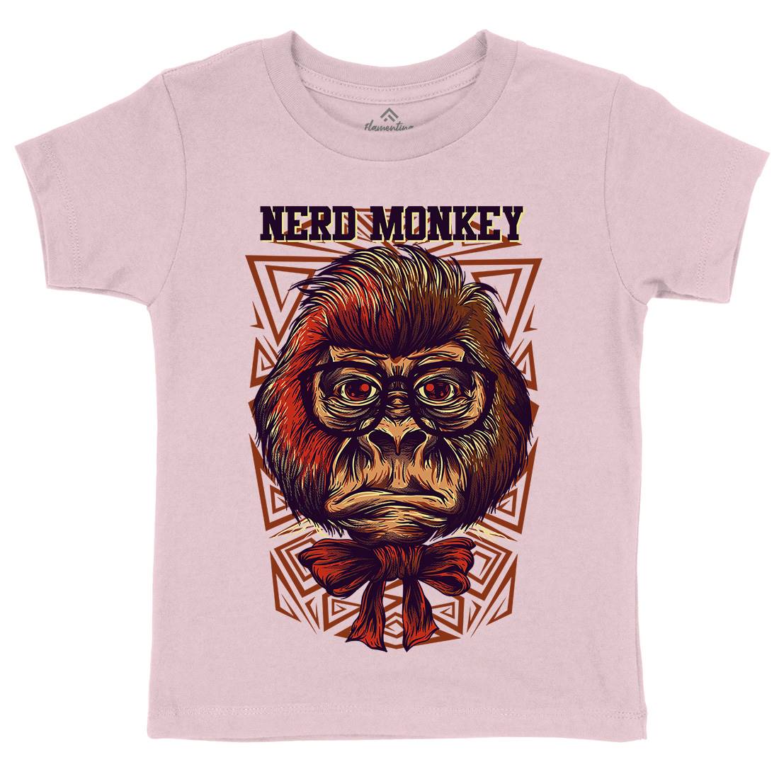 Nerd Monkey Kids Crew Neck T-Shirt Animals D664