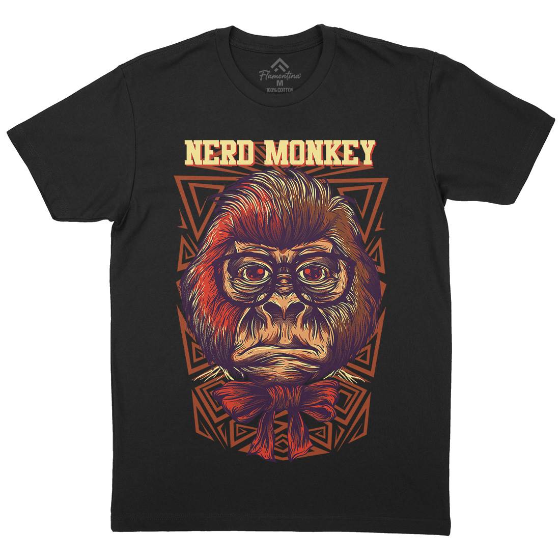 Nerd Monkey Mens Organic Crew Neck T-Shirt Animals D664