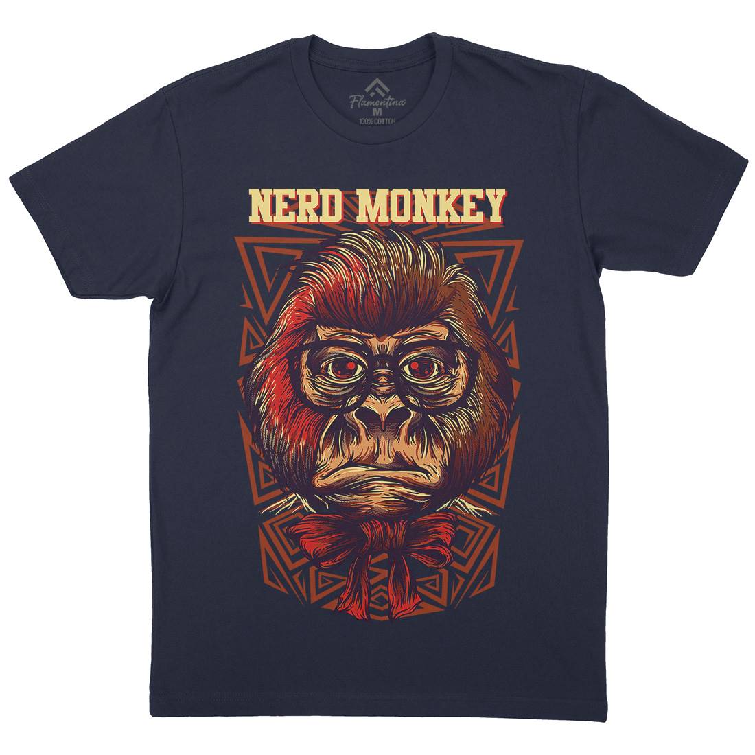 Nerd Monkey Mens Crew Neck T-Shirt Animals D664
