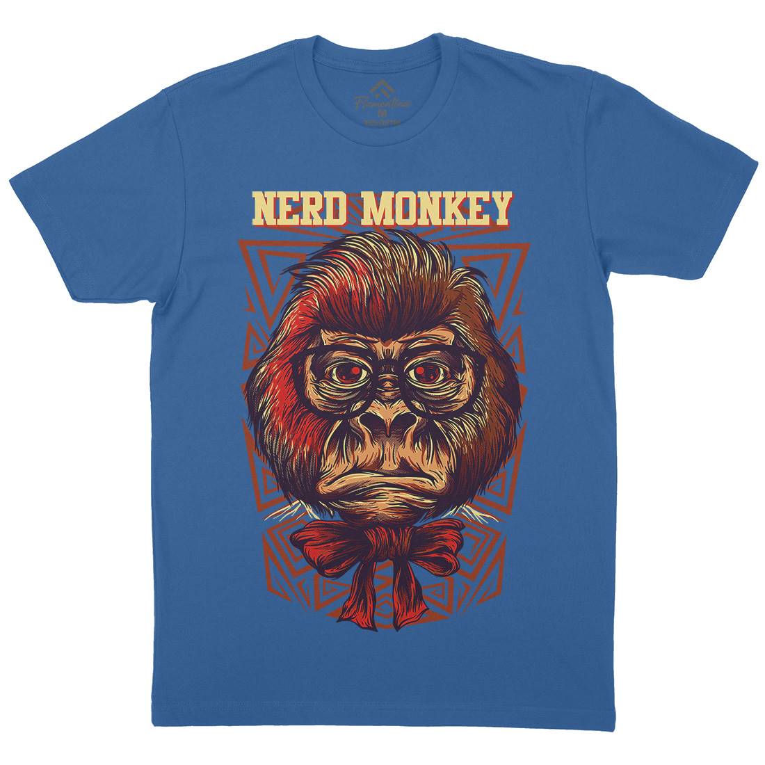 Nerd Monkey Mens Crew Neck T-Shirt Animals D664