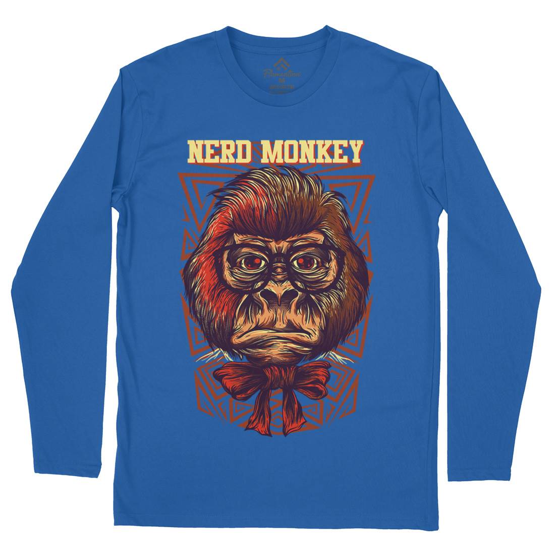 Nerd Monkey Mens Long Sleeve T-Shirt Animals D664