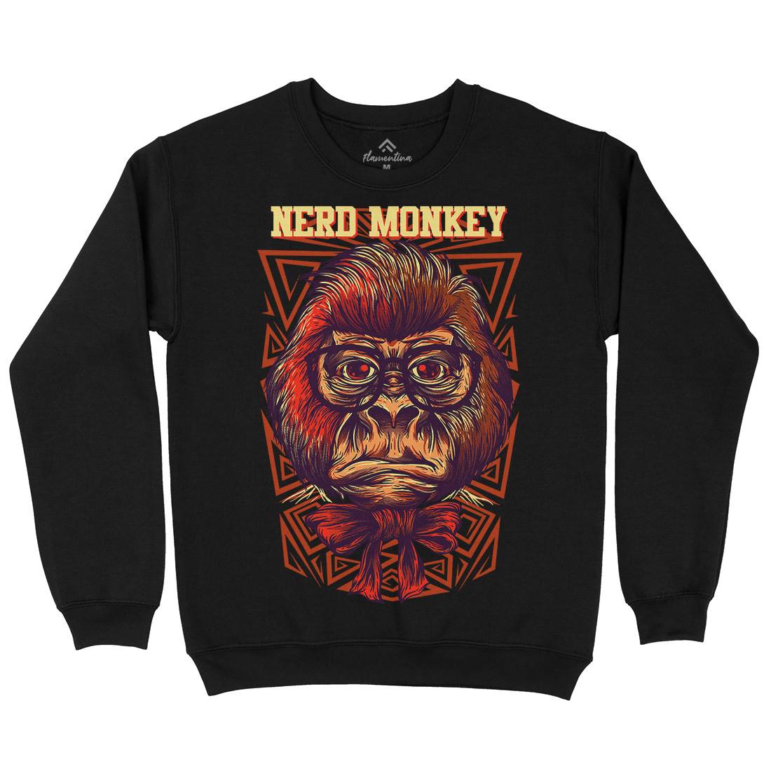 Nerd Monkey Mens Crew Neck Sweatshirt Animals D664