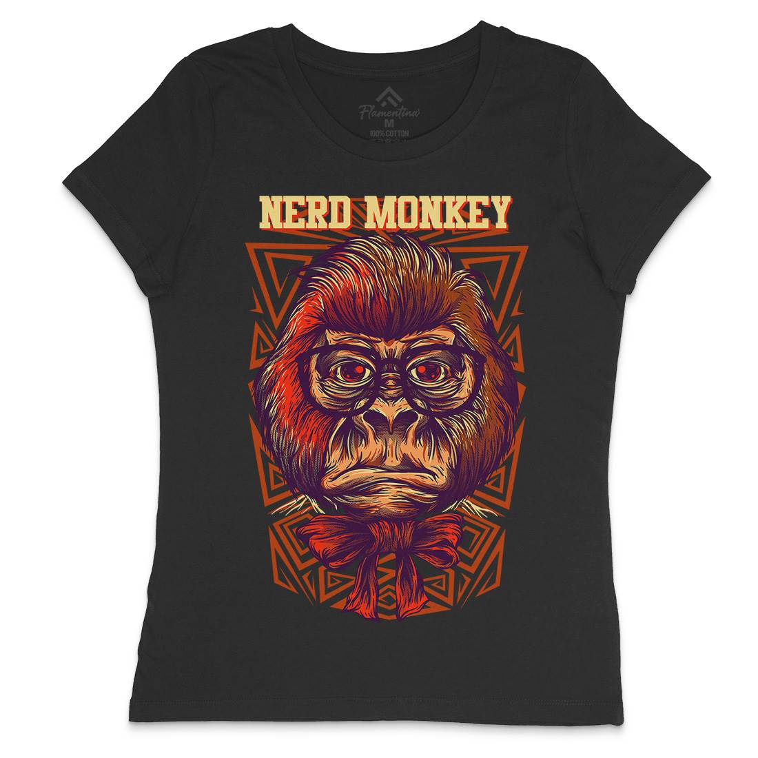 Nerd Monkey Womens Crew Neck T-Shirt Animals D664