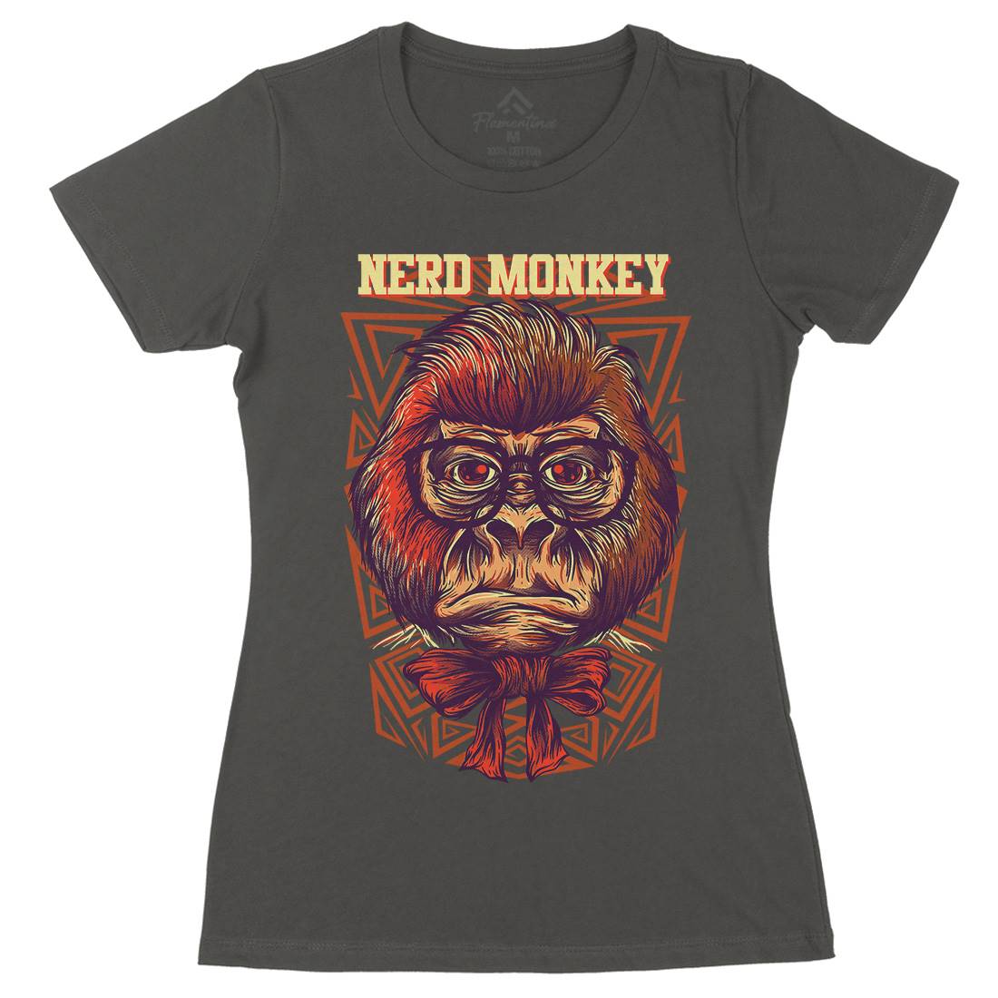 Nerd Monkey Womens Organic Crew Neck T-Shirt Animals D664