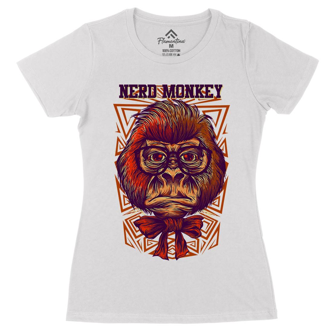 Nerd Monkey Womens Organic Crew Neck T-Shirt Animals D664