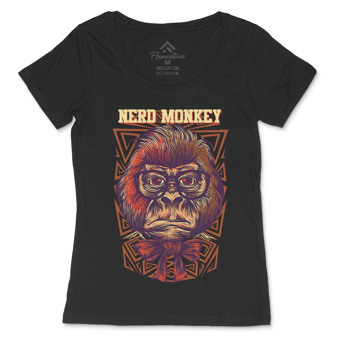Nerd Monkey Womens Scoop Neck T-Shirt Animals D664