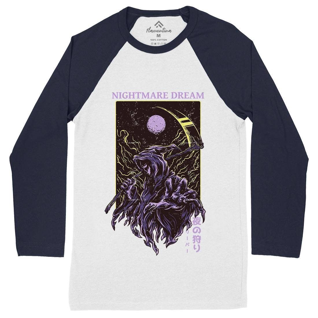 Nightmare Dream Mens Long Sleeve Baseball T-Shirt Horror D667