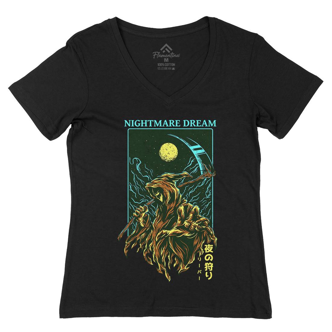 Nightmare Dream Womens Organic V-Neck T-Shirt Horror D667