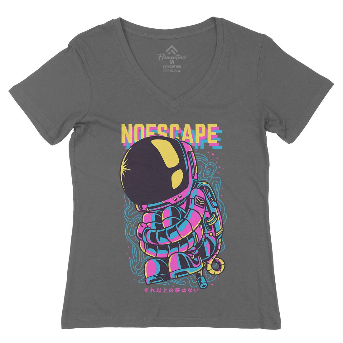 No Escape Womens Organic V-Neck T-Shirt Space D668