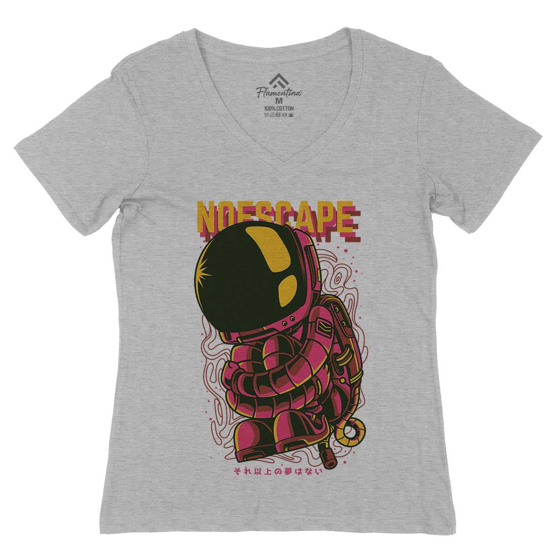 No Escape Womens Organic V-Neck T-Shirt Space D668