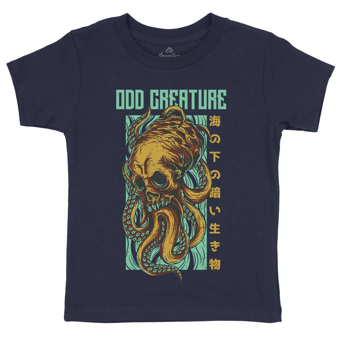 Octopus Kids Organic Crew Neck T-Shirt Navy D670