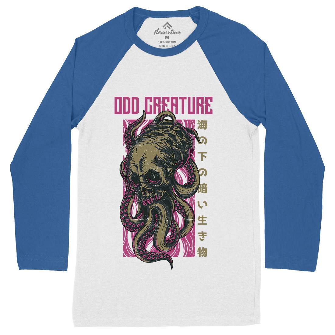 Octopus Mens Long Sleeve Baseball T-Shirt Navy D670