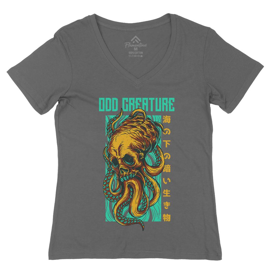 Octopus Womens Organic V-Neck T-Shirt Navy D670