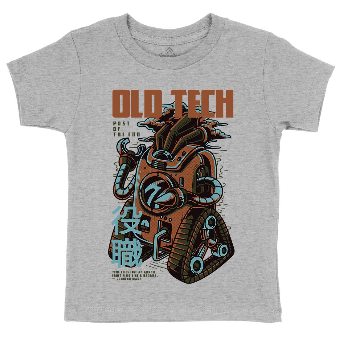 Old Tech Kids Organic Crew Neck T-Shirt Space D671