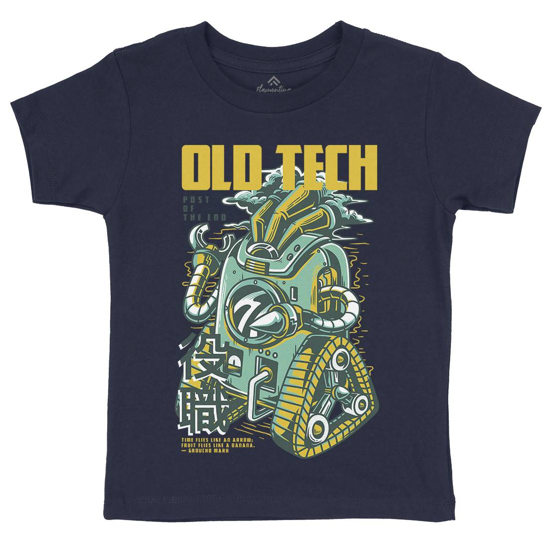 Old Tech Kids Crew Neck T-Shirt Space D671