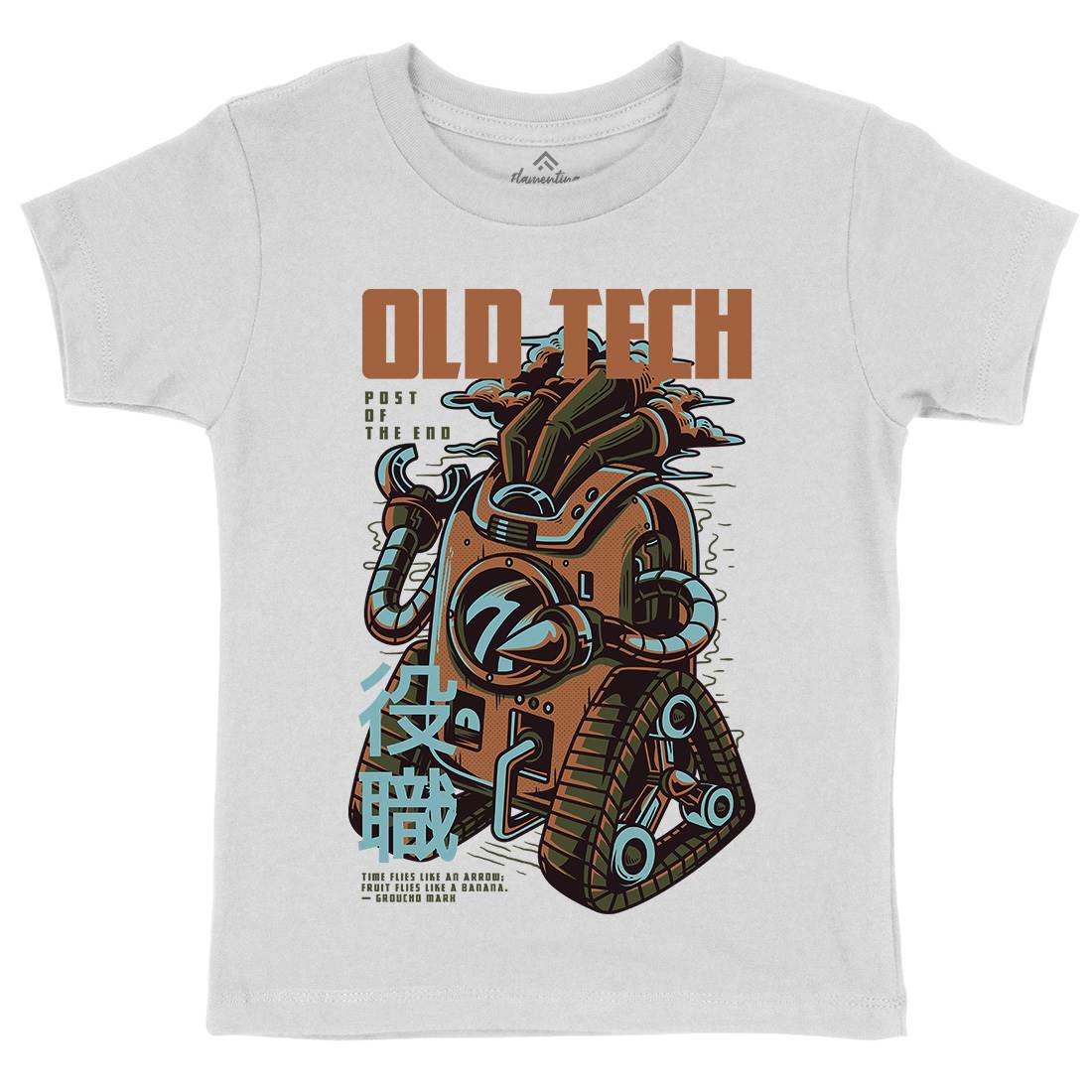 Old Tech Kids Organic Crew Neck T-Shirt Space D671