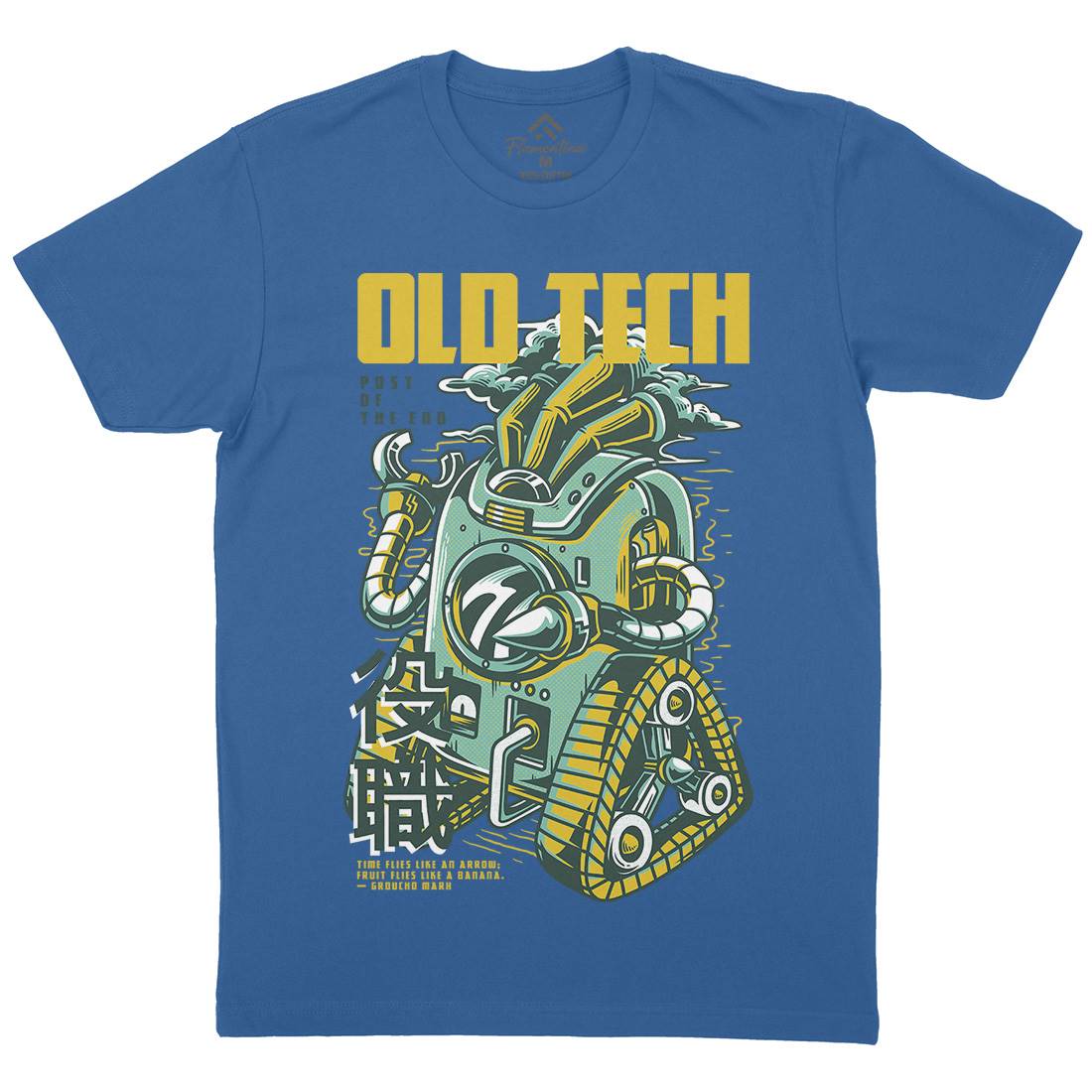 Old Tech Mens Organic Crew Neck T-Shirt Space D671