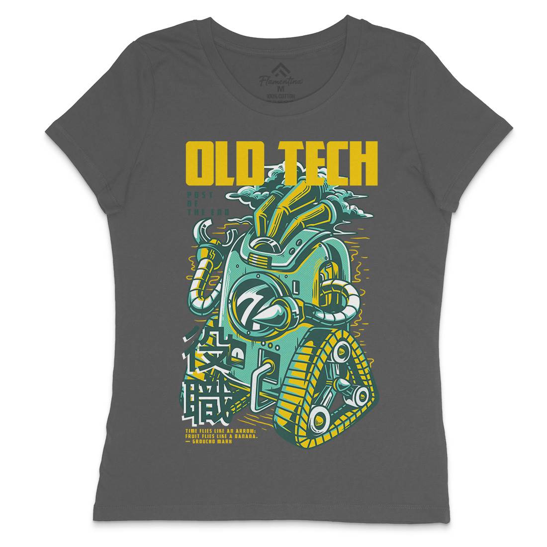 Old Tech Womens Crew Neck T-Shirt Space D671