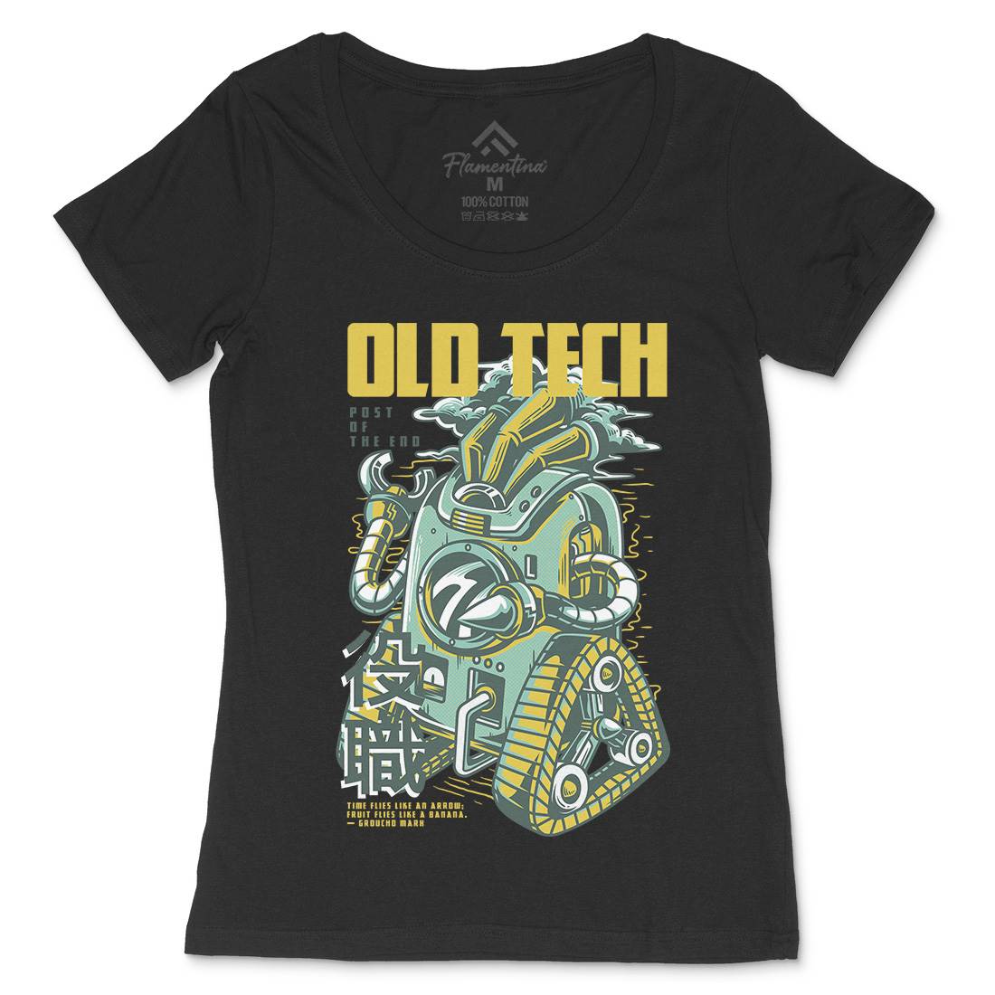 Old Tech Womens Scoop Neck T-Shirt Space D671