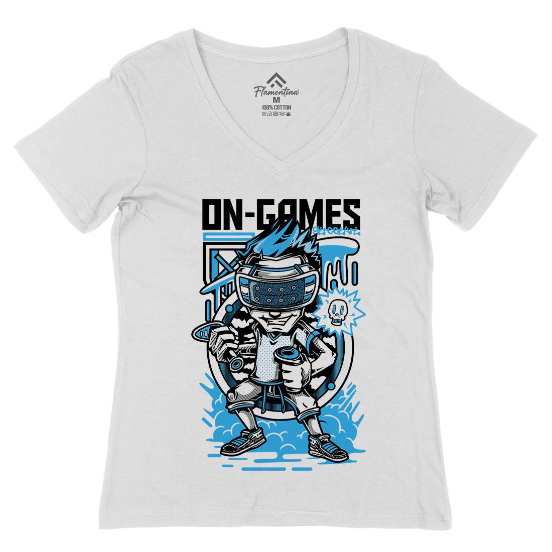On Games Womens Organic V-Neck T-Shirt Geek D672
