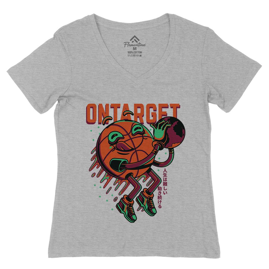 On Target Womens Organic V-Neck T-Shirt Sport D673