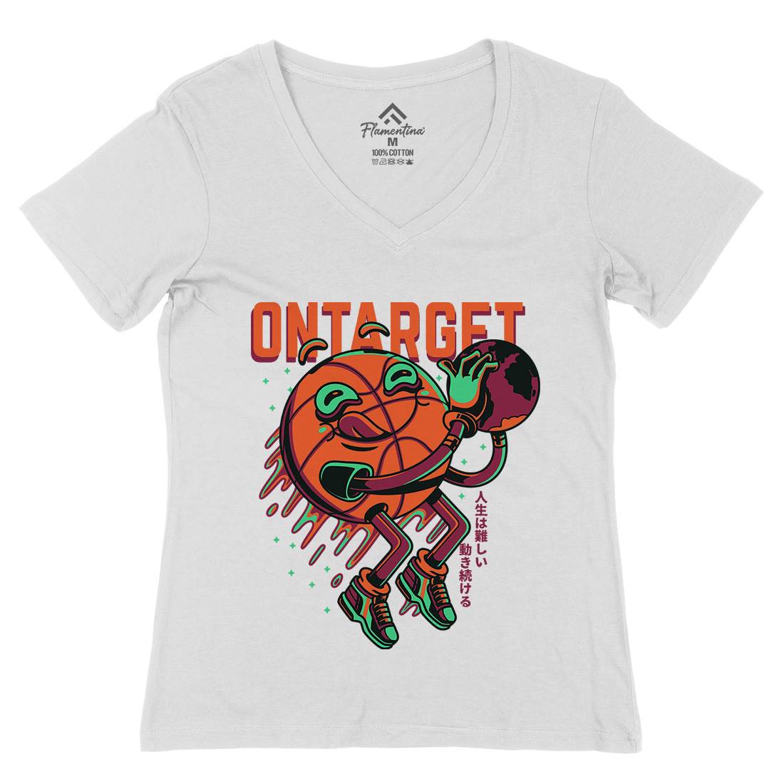On Target Womens Organic V-Neck T-Shirt Sport D673
