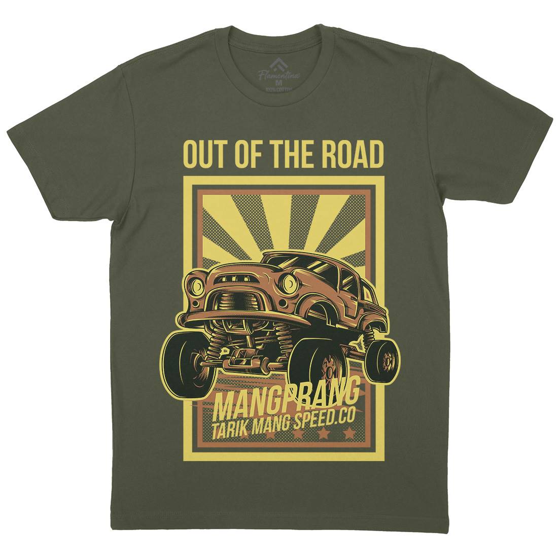 Out Of The Road Mens Organic Crew Neck T-Shirt Cars D674