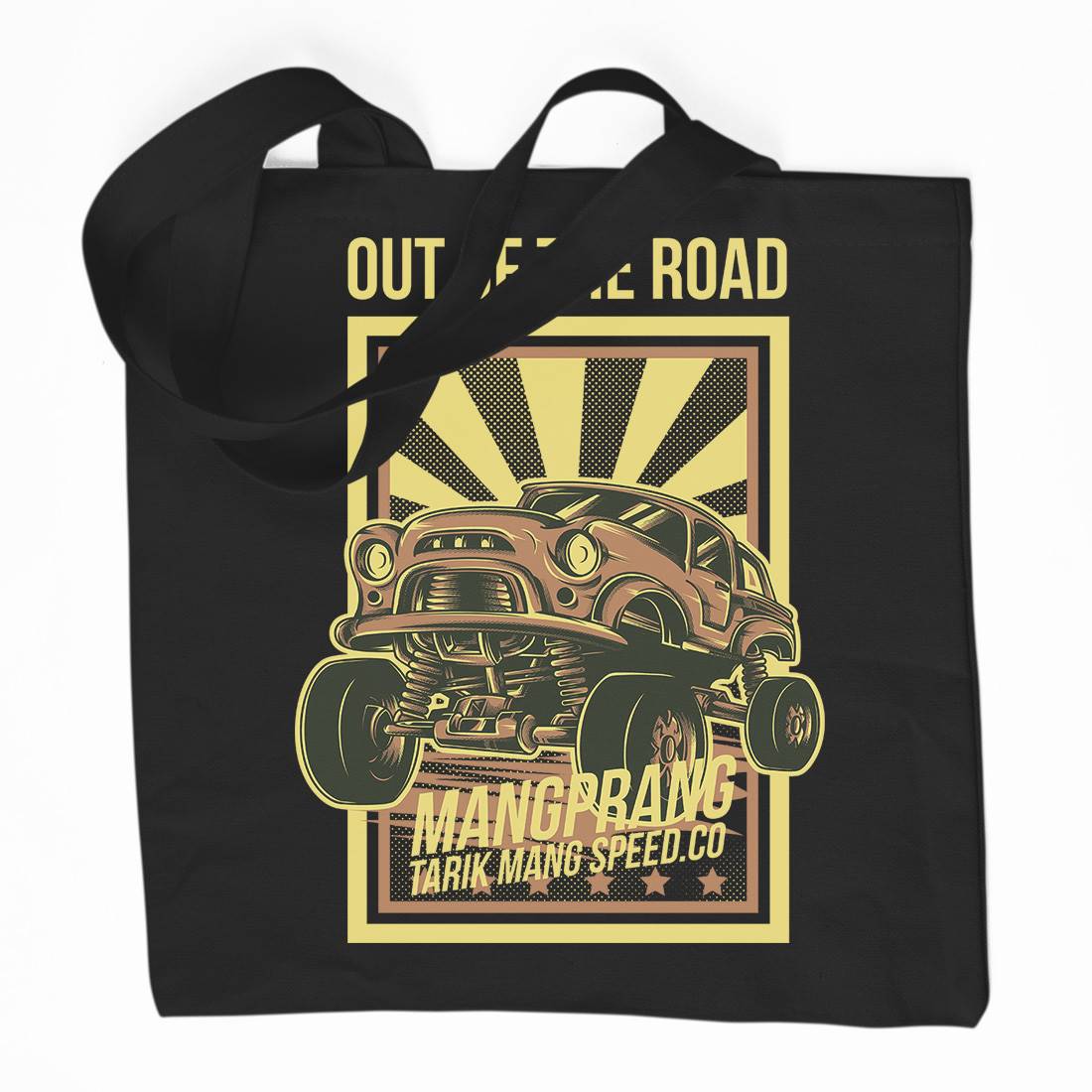 Out Of The Road Organic Premium Cotton Tote Bag Cars D674
